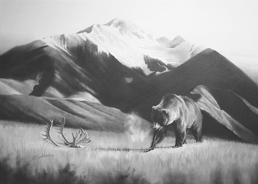 CJ – Mountain Grizz with Caribou Rack © Cole Johnson