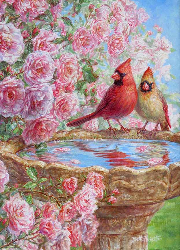 BH2 – Songbirds – Romantic Retreat – Cardinals and Roses © Beth Hoselton