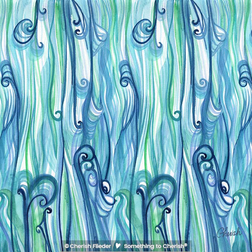 CF – Elements – Water C1808-01b Water Tapestry Pattern Elements © Cherish Flieder