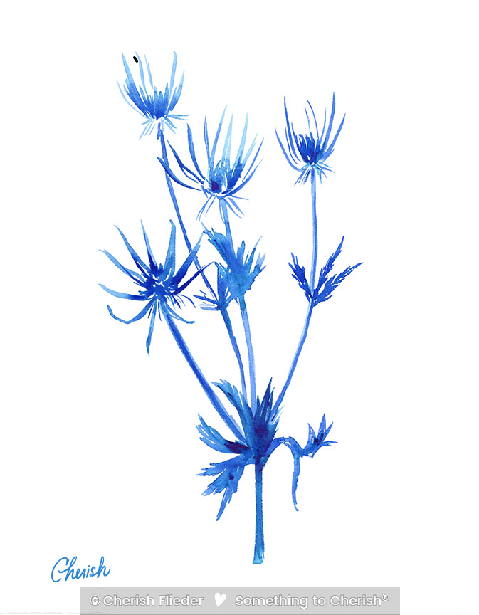 CF – Floral C1706-08 Inky Blues Grow © Cherish Flieder