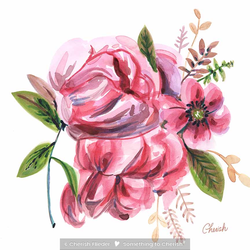 CF – Floral C1707-15 Bloom Pink Rose © Cherish Flieder