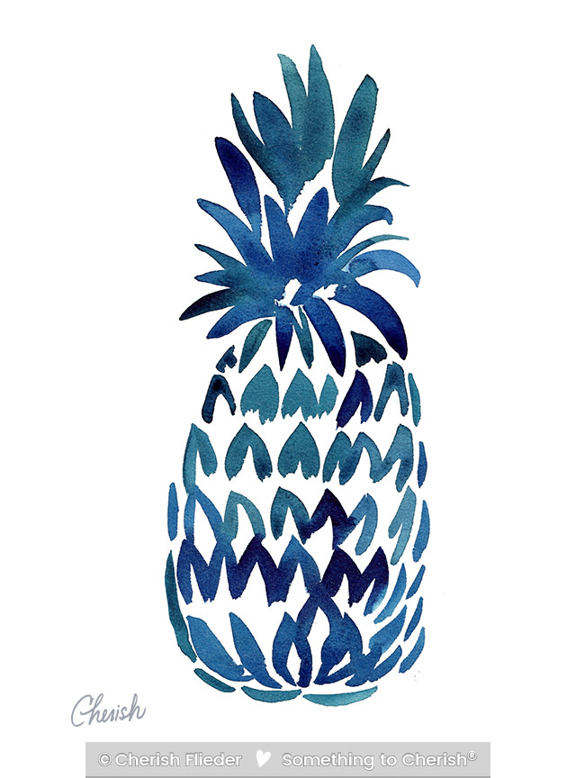CF – Painted Designs C1708-09 Inky Blues Pineapple Design © Cherish Flieder