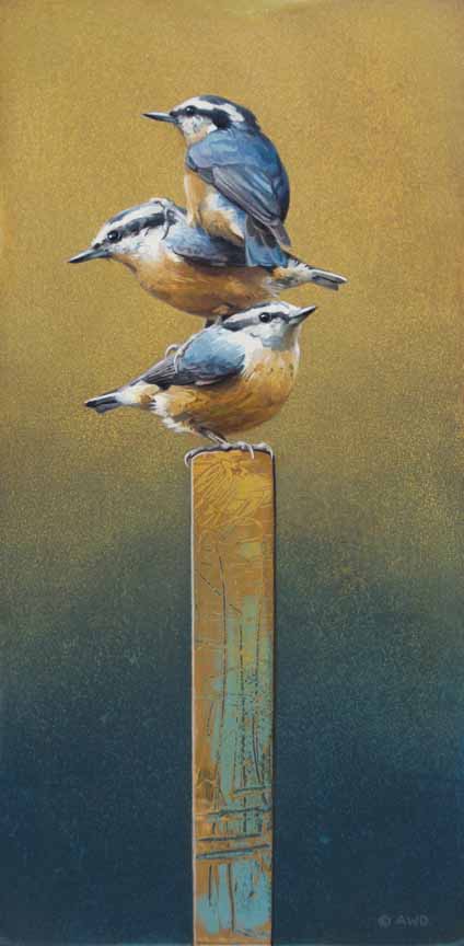AD – Tiny Totem – Stacked Nuthatches © Andrew Denman