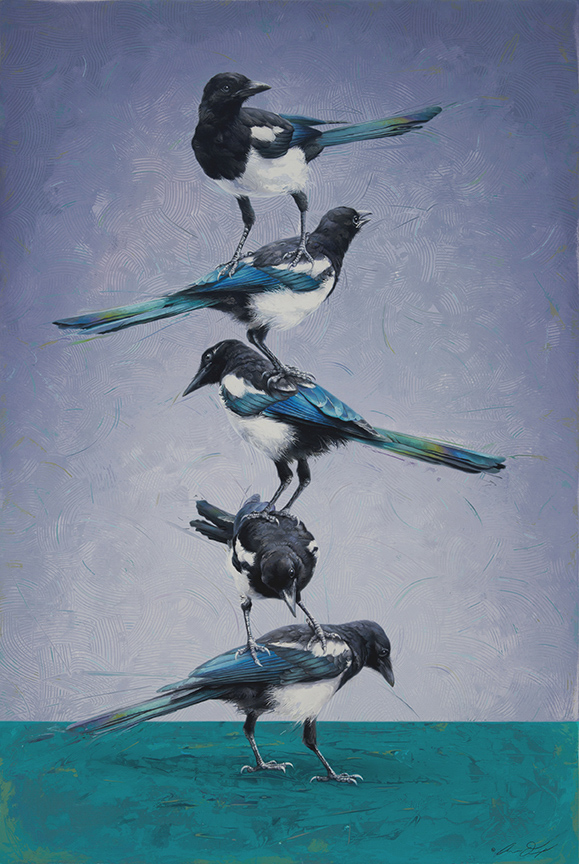 AD – Totem 14 Five for Silver – Stacked Magpies © Andrew Denman