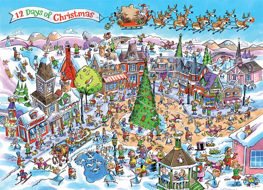 CHIC – Doodle Town – 12 Days of Christmas 53505 © Cobble Hill Puzzle Company