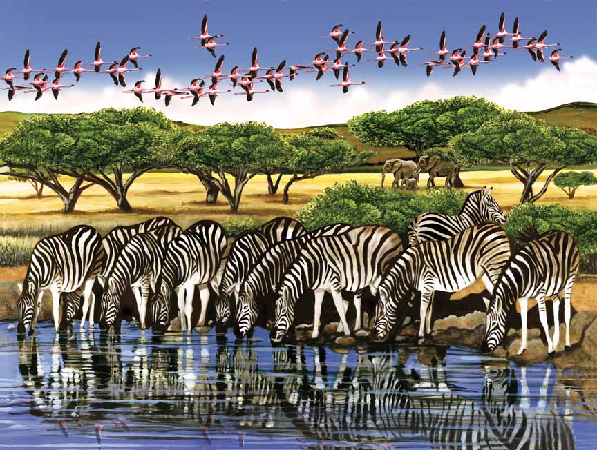CHIC – Zebras and Flamingos © Cobble Hill Puzzle Company