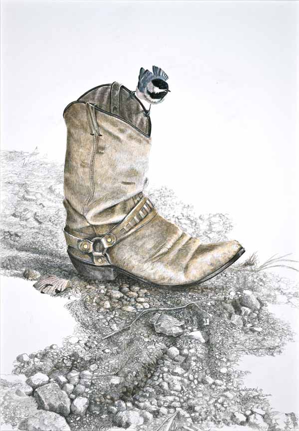 CW – Cowboy Boot and Chickadee © Christopher Walden