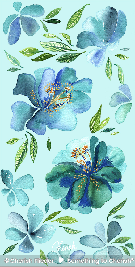 CF – Floral C1634 02 Watercolor Blu Fleur © Cherish Flieder