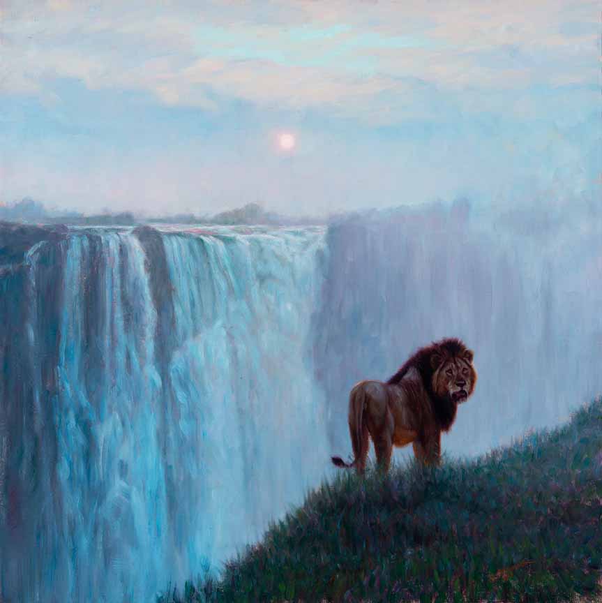 JB – African – Lion at the Falls © John Banovich