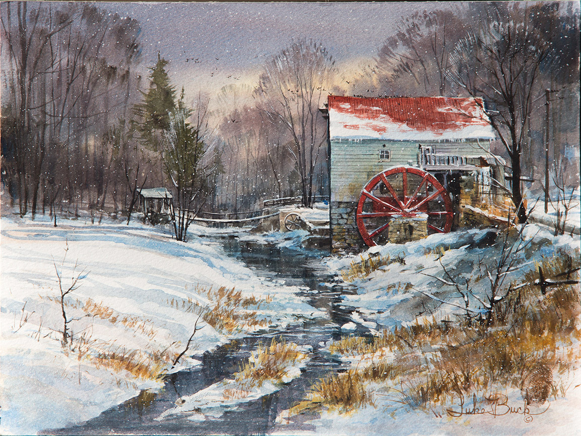 LB – Rural America – Snow On The Old Mill Of Guildford 1443 © Luke Buck