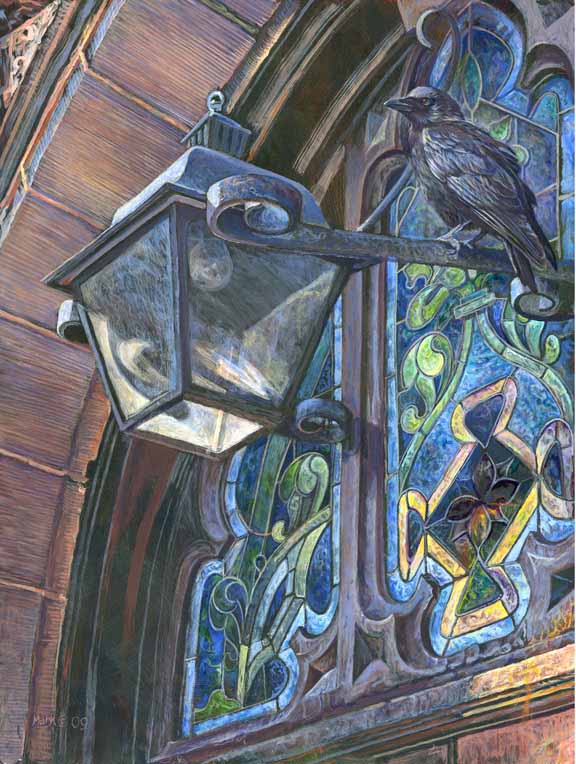 LMF – Crow and Stained Glass © Laura Mark-Finberg