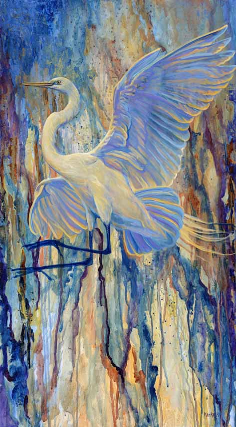 LMF – Impressionistic Egret © Laura Mark-Finberg