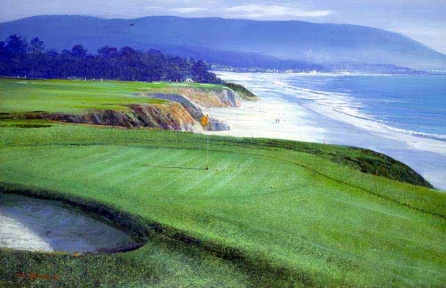 PE – The 9th and 10th Holes at Pebble Beach by Peter Ellenshaw #2103 © Ellenshaw.com