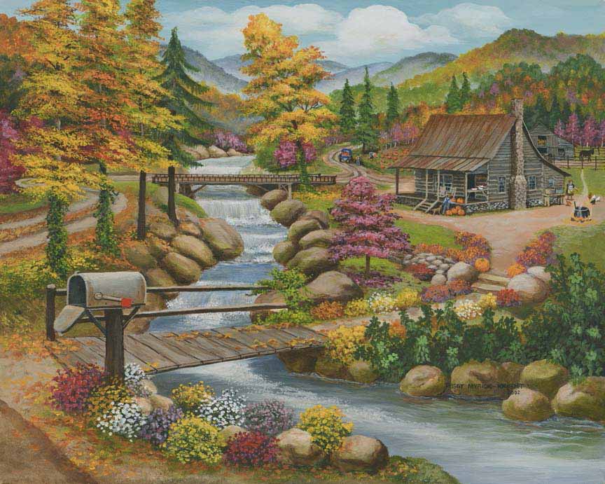 PMK – Cabin – Fall Season by Peggy Myrick Knight © Southern Touch Crafters, LLC