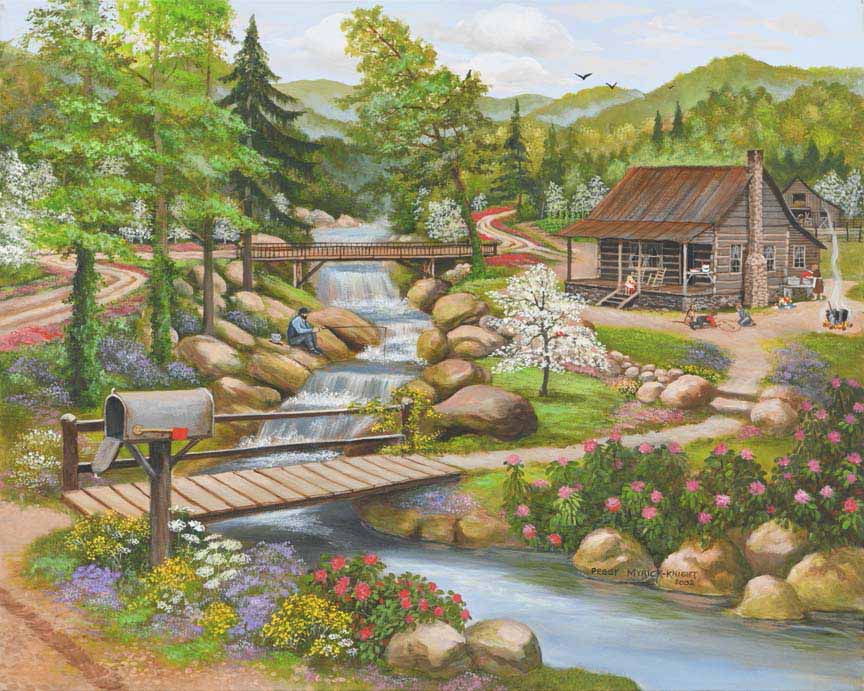 PMK – Cabin – Spring Season by Peggy Myrick Knight © Southern Touch Crafters, LLC