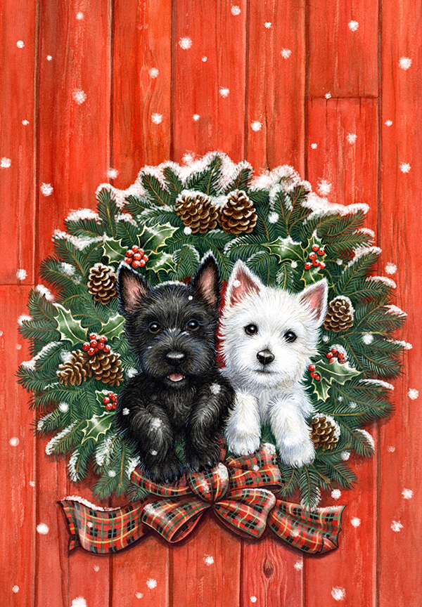 RMB – Christmas Wreath Pups FLAG2022 © Rose Mary Berlin