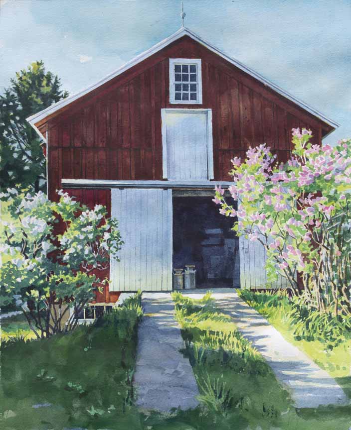 SM – Barn with Lilacs © Stan Myers