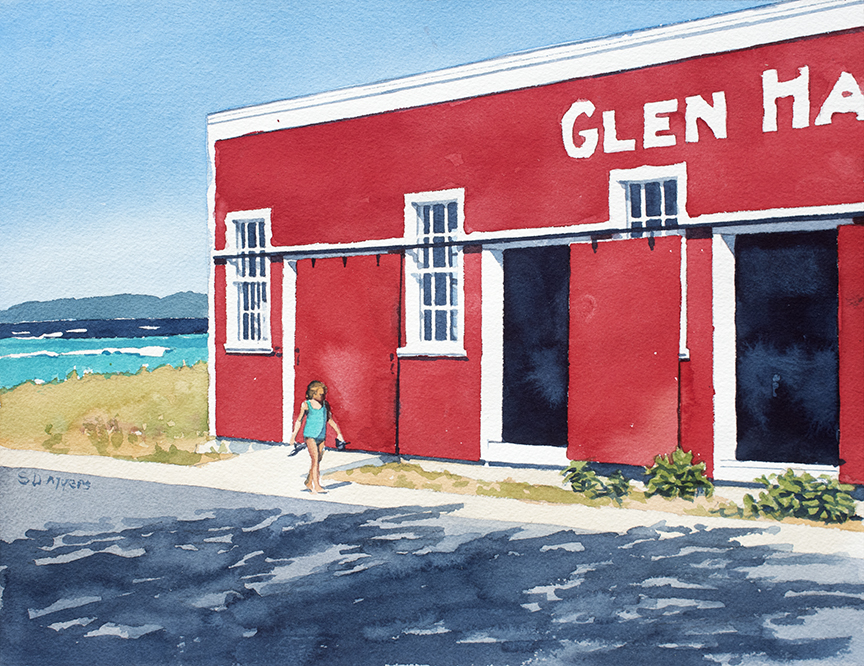 SM – Cannery Boathouse with Girl, Glen Haven © Stan Myers