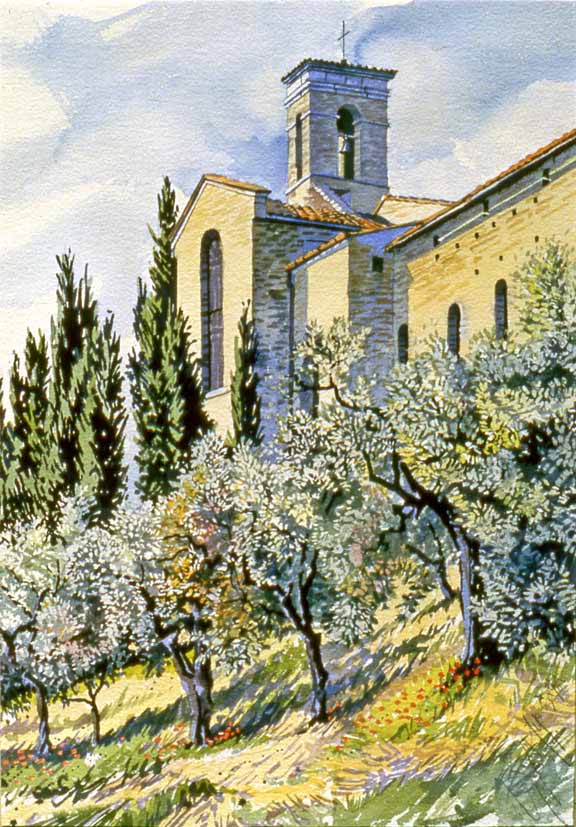 SM – Church with Olive Trees – Tuscany © Stan Myers