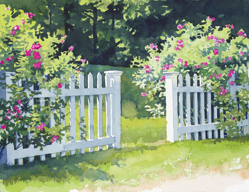 SM – Picket Fence with Roses – Crystal Lake © Stan Myers