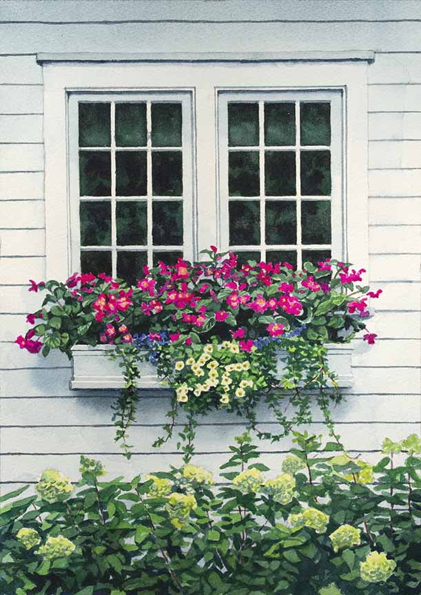 SM – Window with Pink Begonias – Harbor Springs © Stan Myers