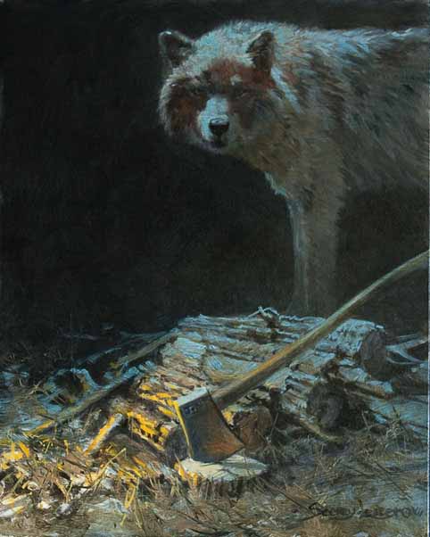 JSL – 1Wildlife – Wolf at the Wood Pile © John Seerey-Lester
