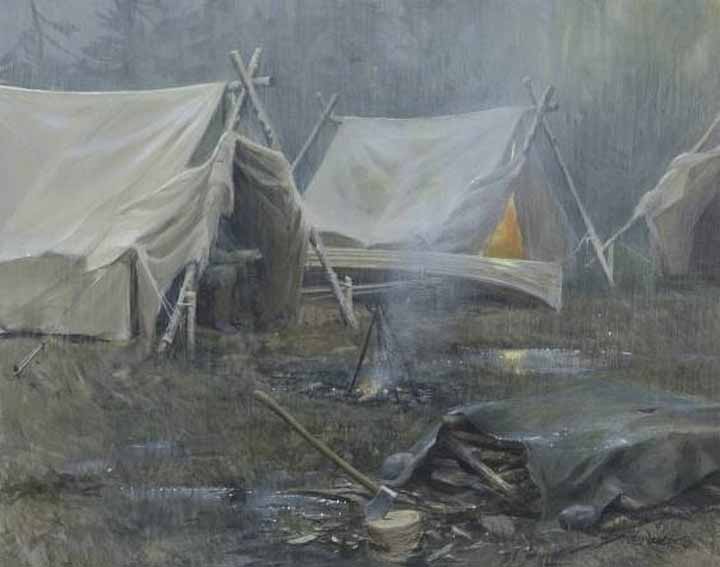 JSL – Historic Hunts, North America – Rainy Day Camp © John Seerey-Lester