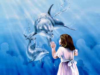 LT – Girl With Dolphins © Linda Thompson
