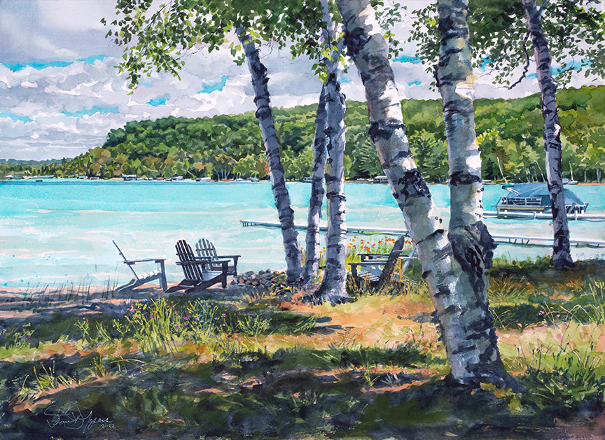SM – Birch Trees on Crystal Waters © Stan Myers