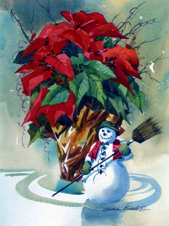 WB – Snow Man with Poinsettia WB1743 4692 © William Biddle