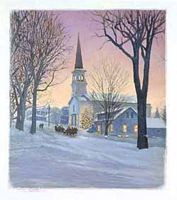 WRSH – Christmas – View of Church in Winter by Butcher B10656 © Wind River Studios Holdings, LLC