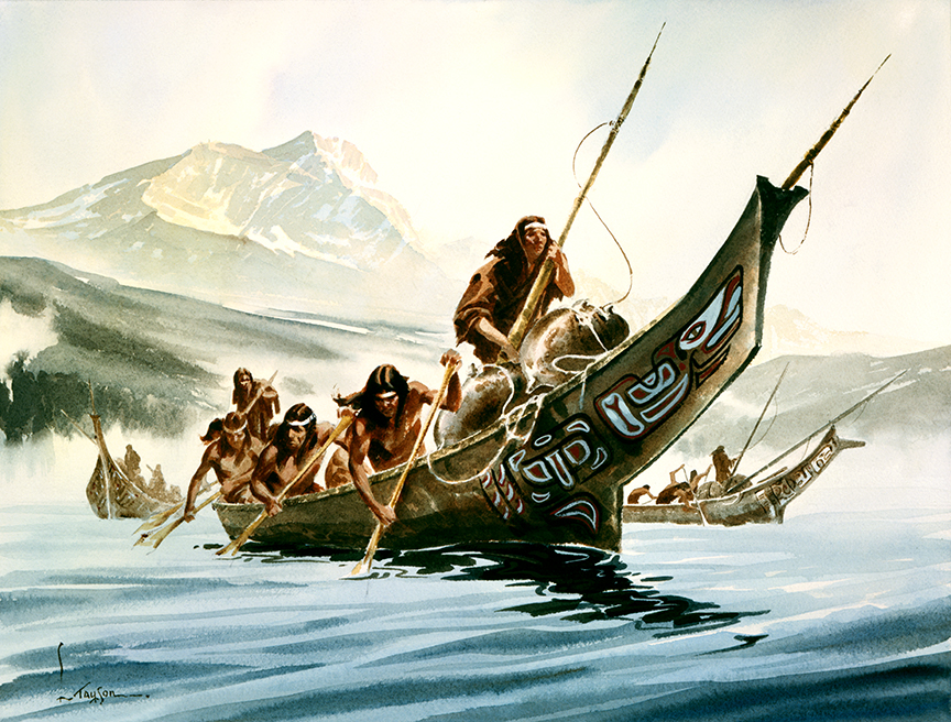 WRSH – Indians of the Northwest – Three Canoes by Lyle Tayson B05947 © Wind River Studios Holdings, LLC