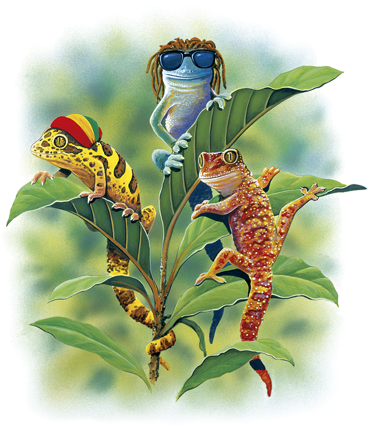 ABH – 4Animals, Lizards with Rastacaps, Front 05318 © Art Brands Holdings, LLC