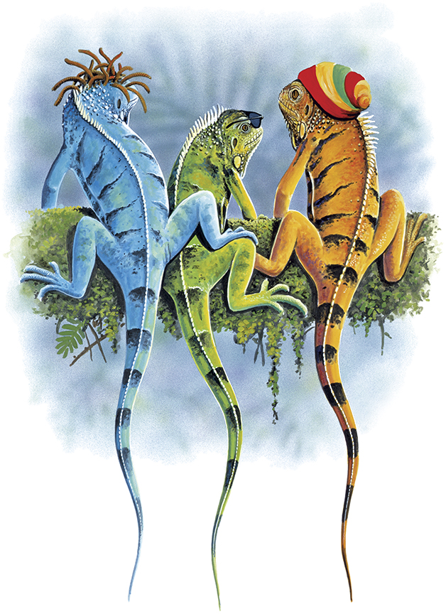 ABH – 4Animals, Lizards with Rastacaps, Reverse 05320 © Art Brands Holdings, LLC