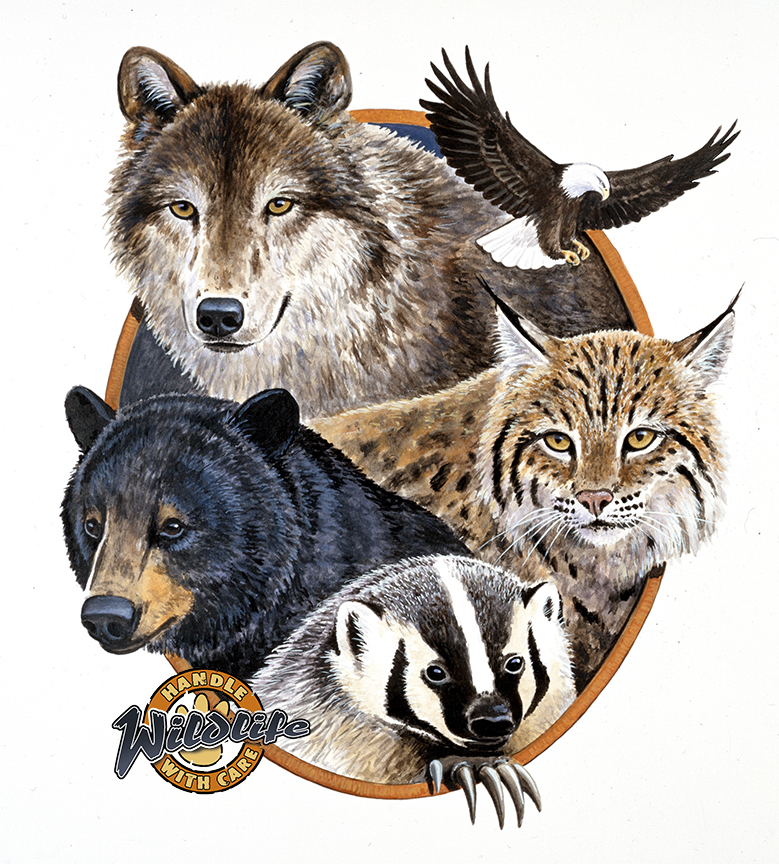 ABH – 4Animals, Wolf, Black Bear, Badger, Lynx, Eagle 03551 © Art Brands Holdings, LLC