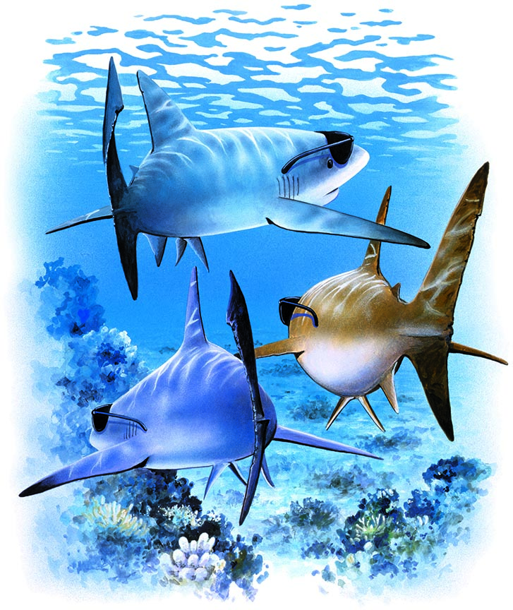 ABH – 4Fish, Sharks with Sunglasses, Reverse 05329 © Art Brands Holdings, LLC
