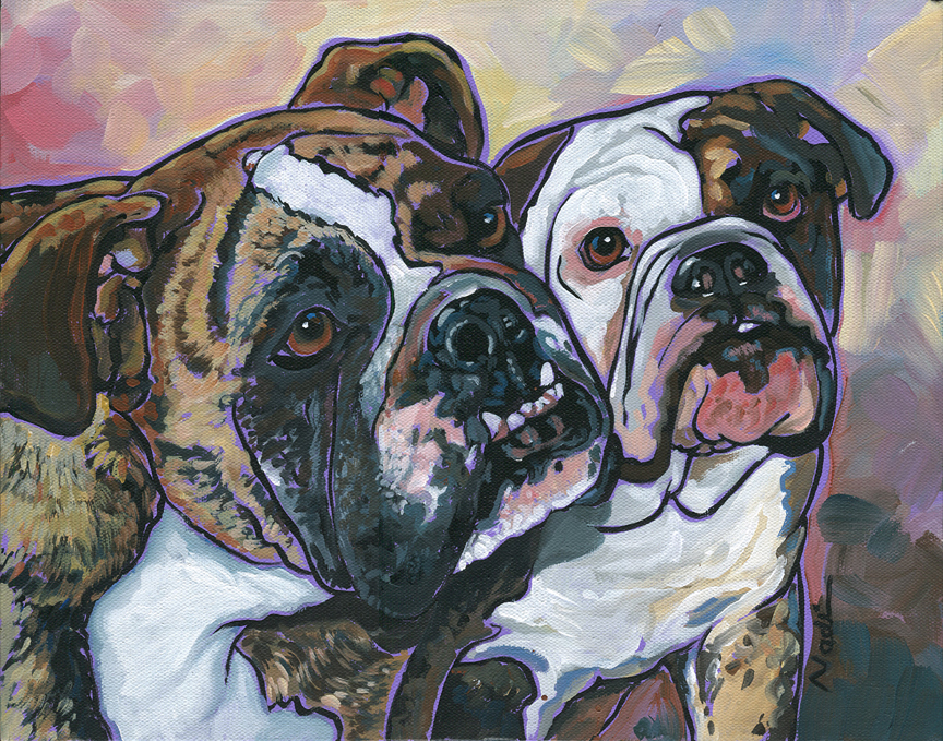 NS – Dogs, Bulldog – 14-20 Gertie and Wally 11×14 © Nadi Spencer