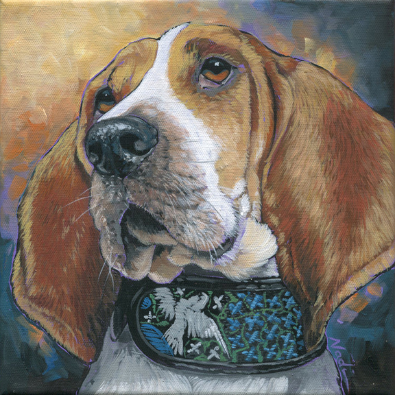 NS – Dogs, Coonhound – 20-155 Clover 10×10 © Nadi Spencer