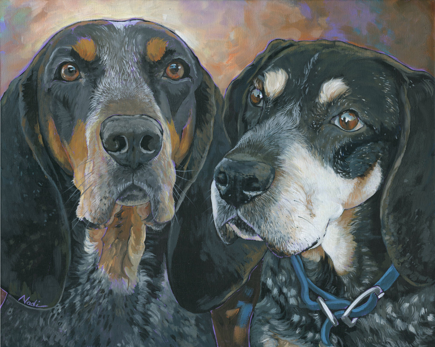 NS – Dogs, Coonhound – 20-17 Lily and Blessed Be 16×20 © Nadi Spencer