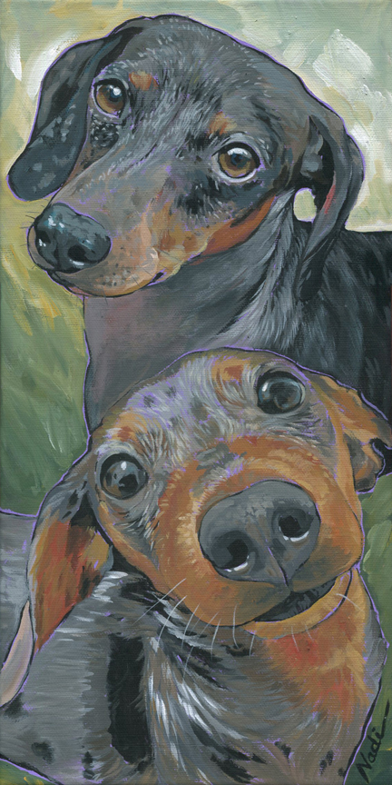 NS – Dogs, Dachsund – 21-170 Peter and Peppa 16×8 © Nadi Spencer