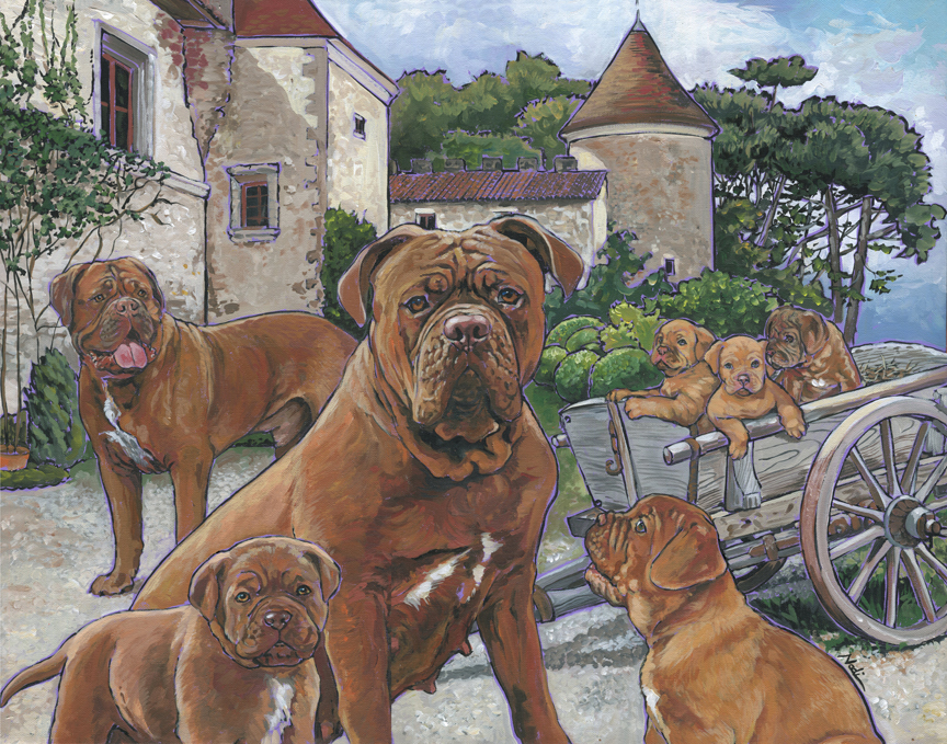 NS – Dogs, Dogue de Bordeaux, History of Dogs – 17-78 Dogue de Bordeaux 22×28 © Nadi Spencer