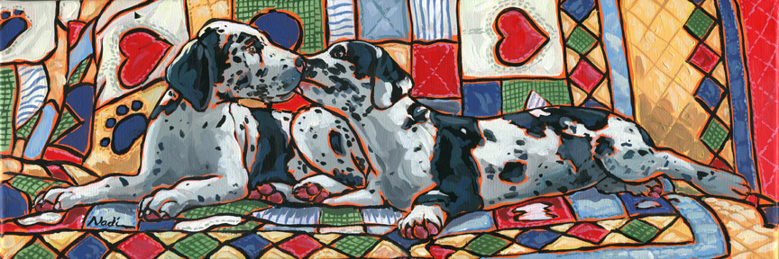 NS – Dogs, Great Dane – 13-82 Quilt 8×24 © Nadi Spencer