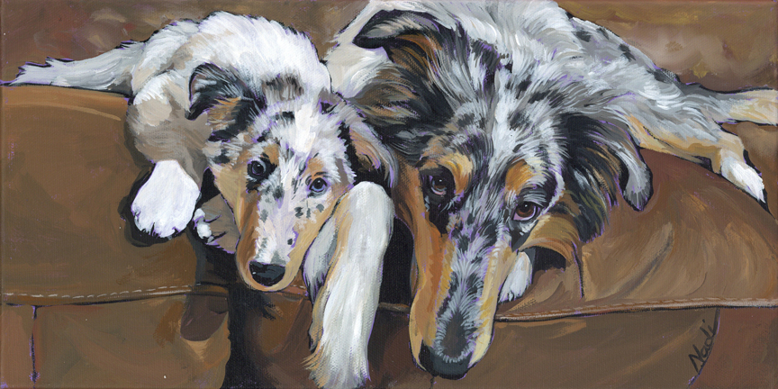 NS – Dogs, Herding, Border Collie – 22-108 Collie and Pup 8×16 © Nadi Spencer