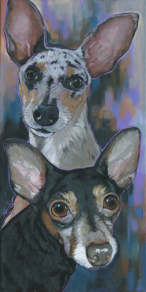 NS – Dogs, Miniature Pinscher, Toy – 19-224 Winston and Karma 20×10 © Nadi Spencer