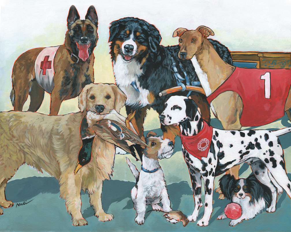 NS – Dogs Multi – 18-126 Form Follows Function 21×27 © Nadi Spencer
