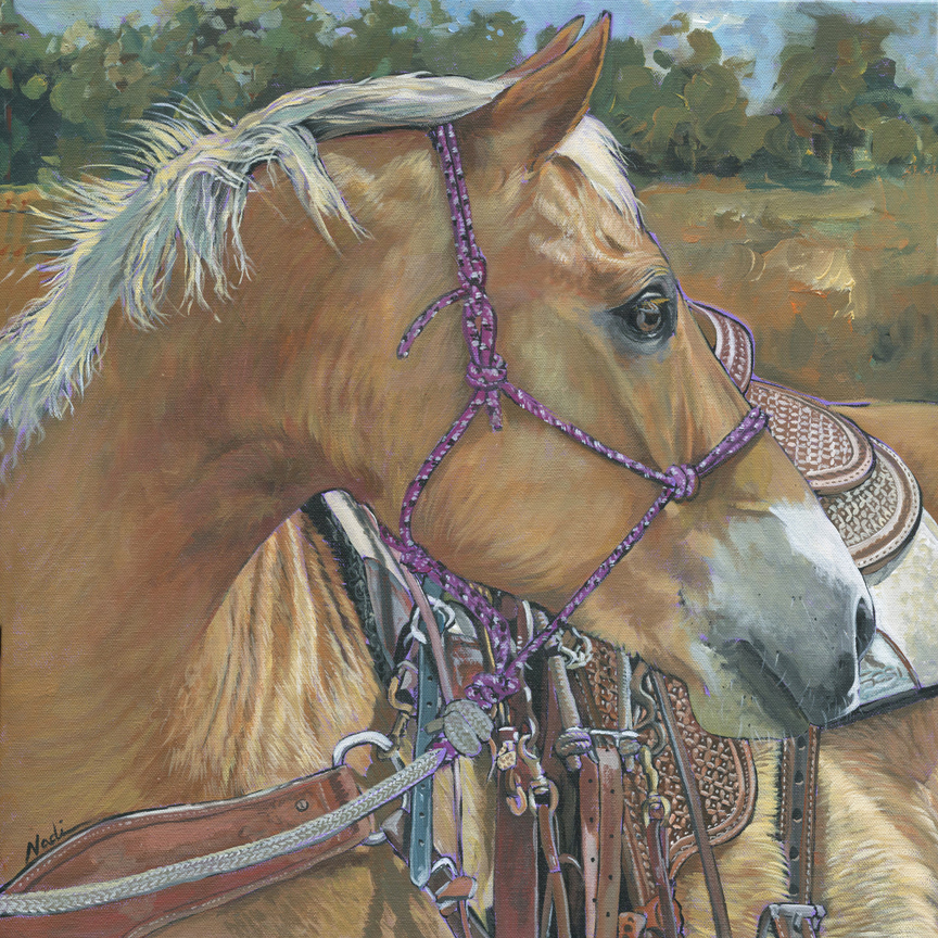 NS – Horses – 21-129 Palomino 20×20 © Nadi Spencer