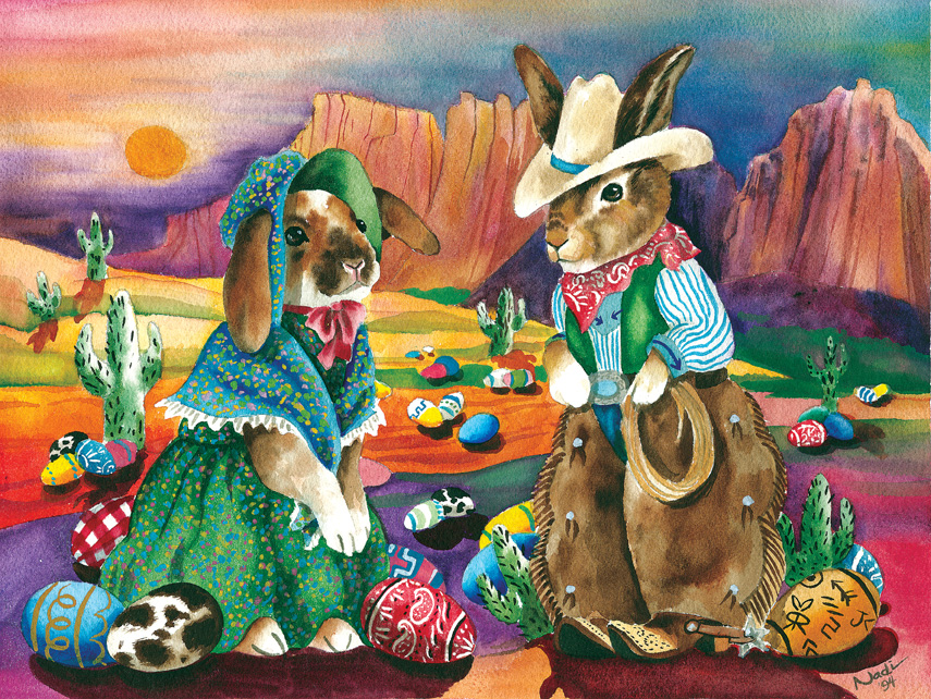 NS – Illustration, Little Creek – Cowboy Rabbits 8×11 © Nadi Spencer