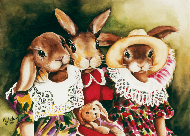 NS – Illustration, Little Creek – Rabbit Pals 7×10 © Nadi Spencer