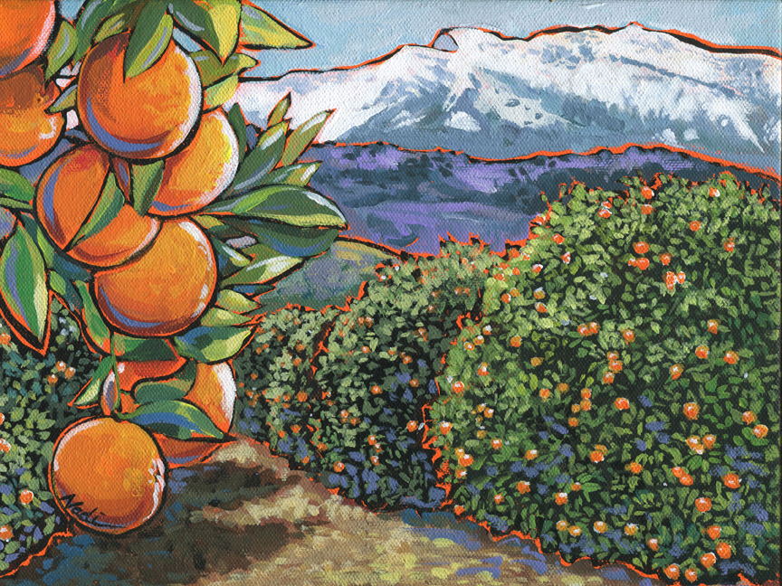 NS – Landscape – 17-91 Oranges 9×12 © Nadi Spencer