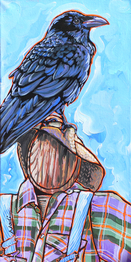 NS – Wildlife, Raven – 12-88 Raven Scarecrow 20×10 © Nadi Spencer